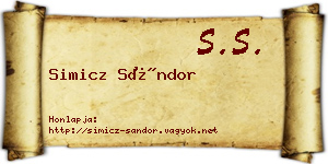 Simicz Sándor névjegykártya