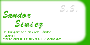 sandor simicz business card